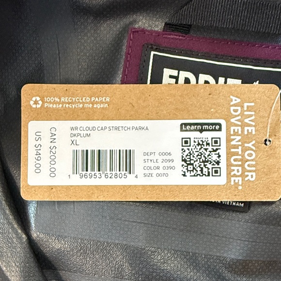 NWT 🌸 Eddie Bauer Women's Deep Purple Rain Jacket Size Large - Picture 9 of 10